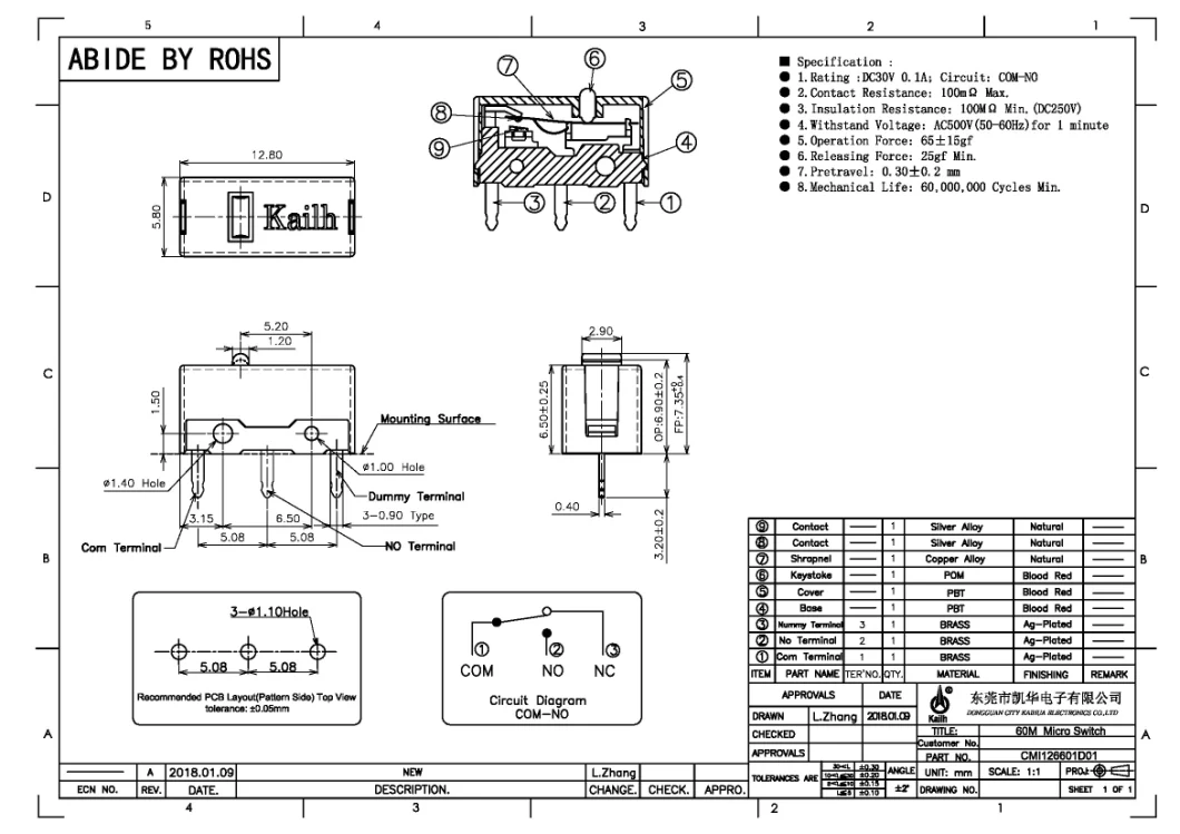 Kailh GM6.0 Micro Switch (60m Life Cycles, Professional for Gaming Mouse)